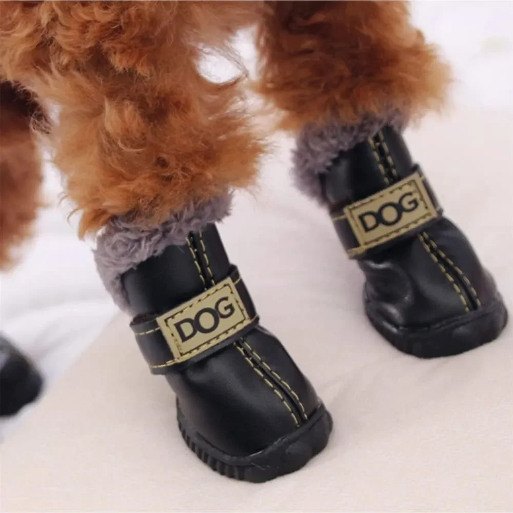 NWT Cozy Paws Black Fur-Lined Dog Boots Size 2 | Small Breed Winter Booties